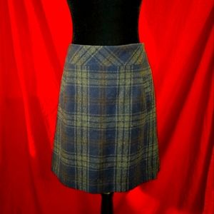 Ann Taylor LOFT Blue Plaid Tweed Mini Skirt